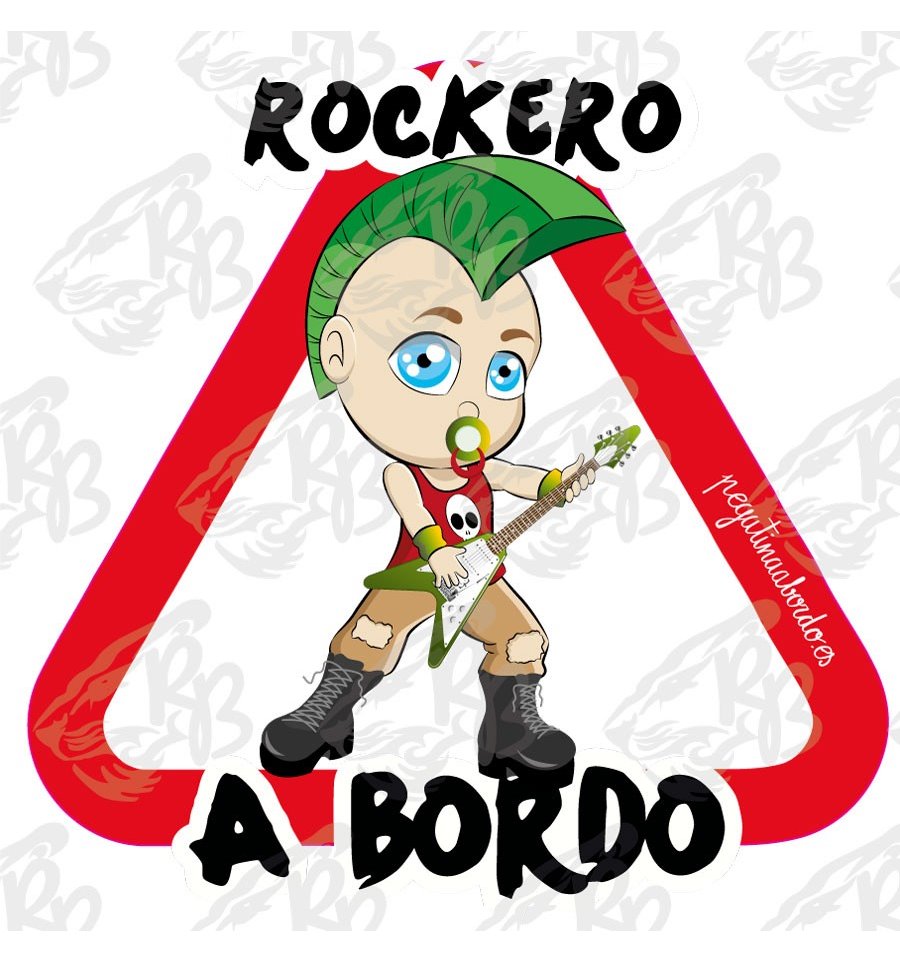 Pegatina A Bordo Del Personaje Rockero